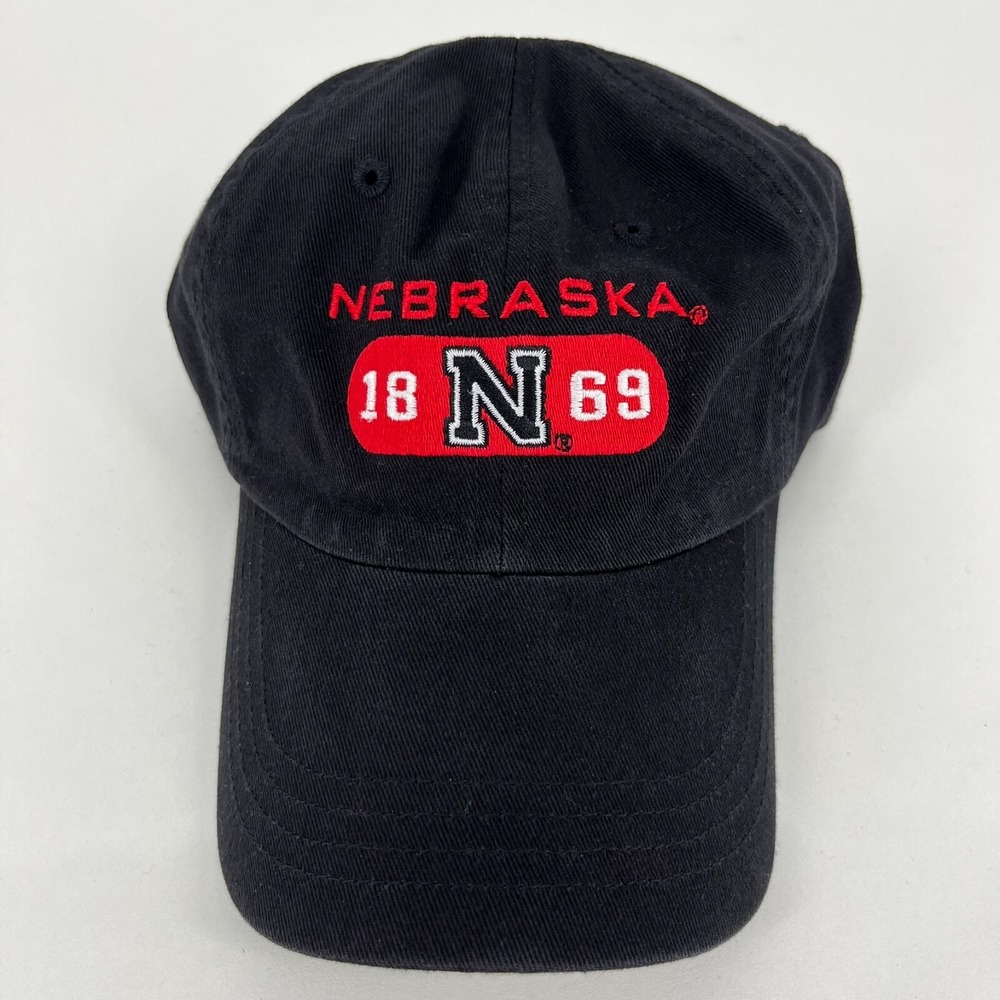 Gear For Sports Nebraska Huskers Hat Black Adjustable Strapback Cap 1869 Logo